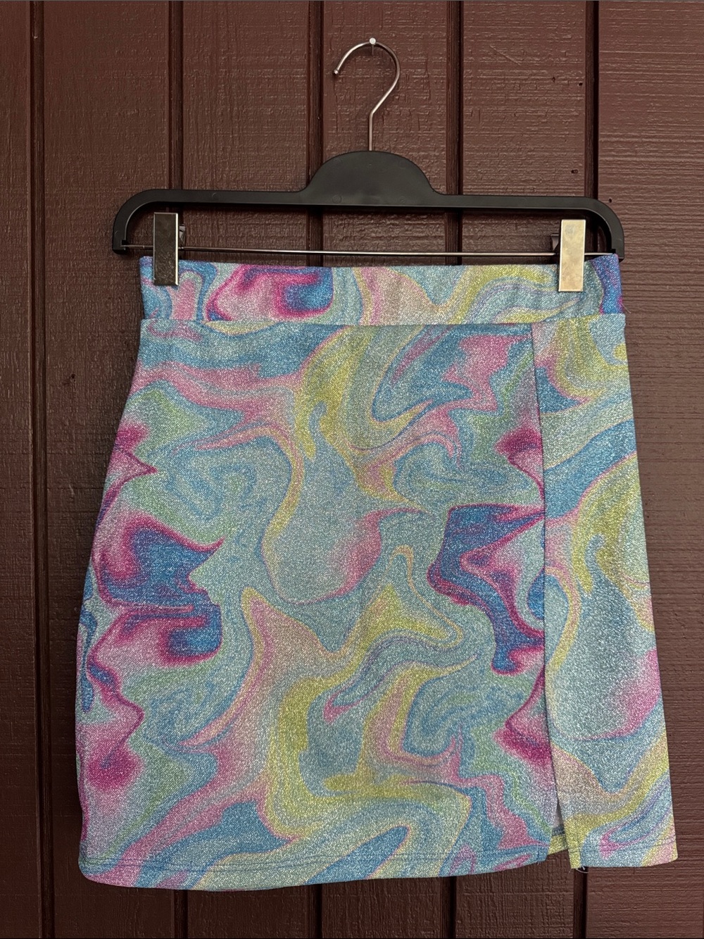 Pastel Swirl Mini Skirt in Blue, Pink and Yellow